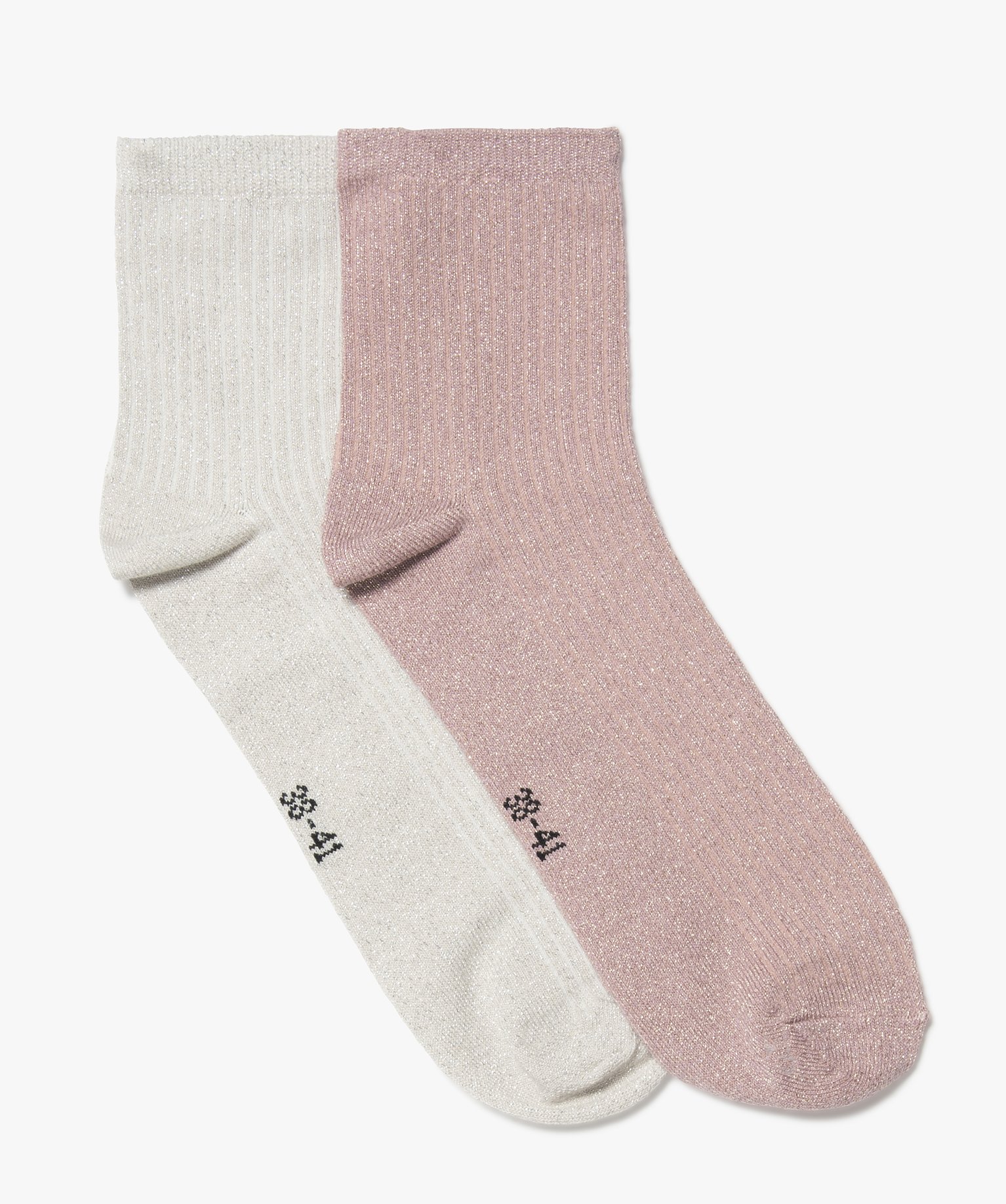 Socquettes femme à paillettes (lot de 2) violet clair | GEMO