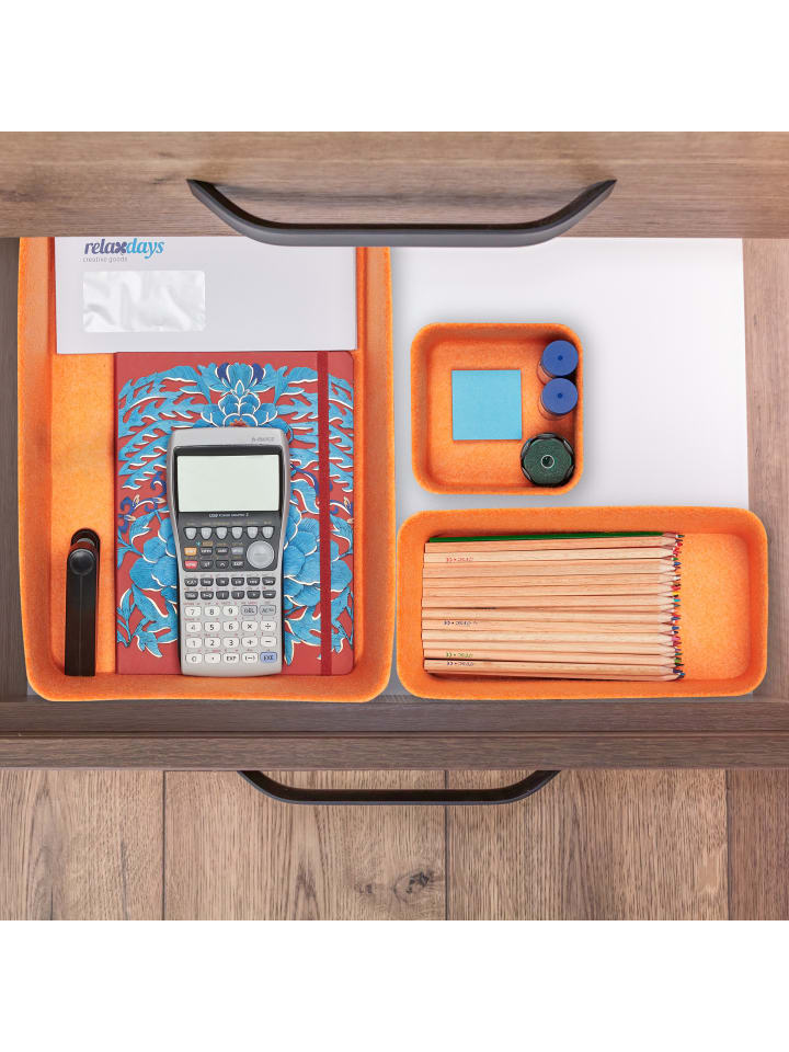 relaxdays 5 tlg. Schubladenorganizer in Grau/ Orange günstig kaufen onesize