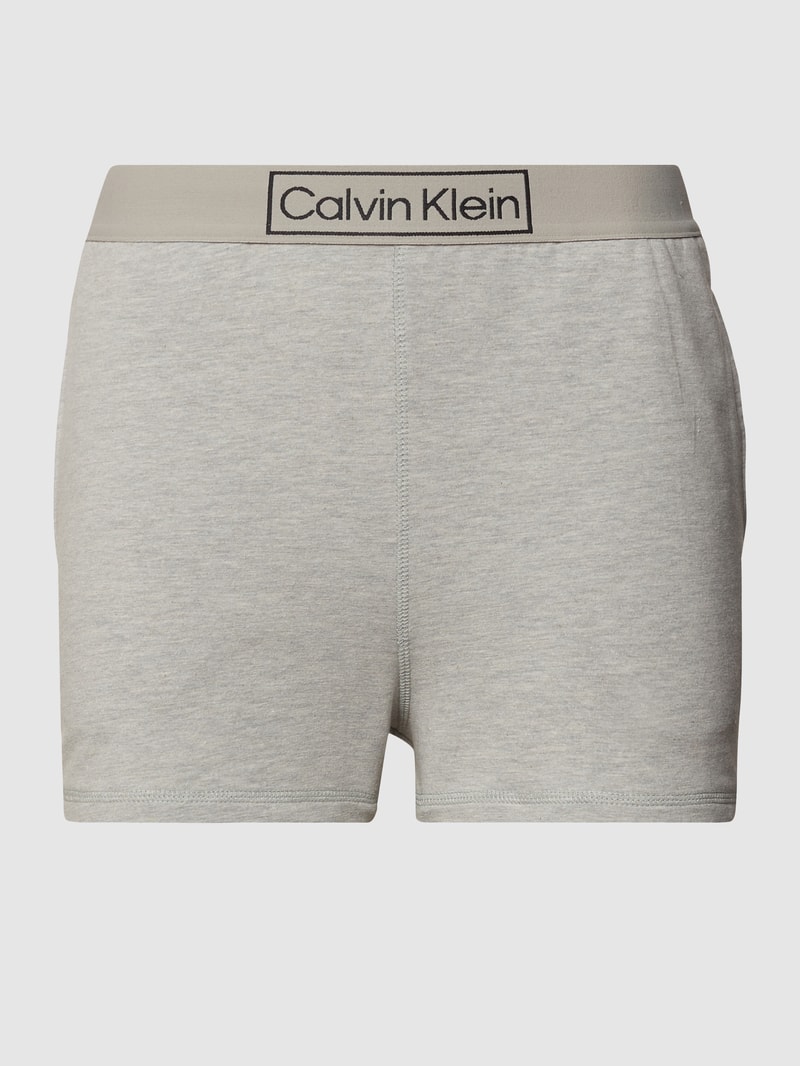 Sweatshorts mit Label-Schriftzug in silber meliert