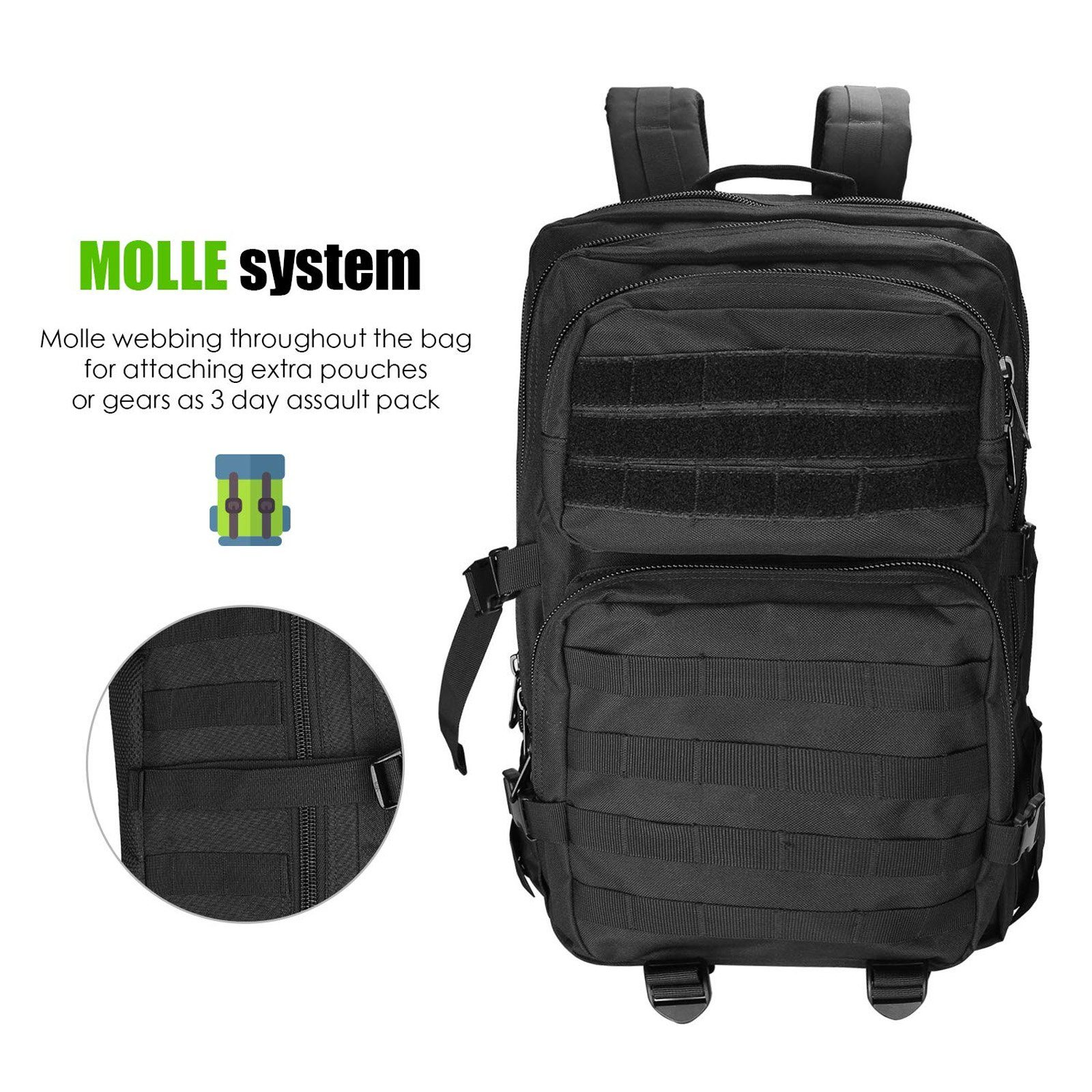 TAN.TOMI Rucksack Taktischer Rucksack, 40L, Hohe Kapazität, Für Wandern, Jagd, Trekking und andere Outdooraktivitäten