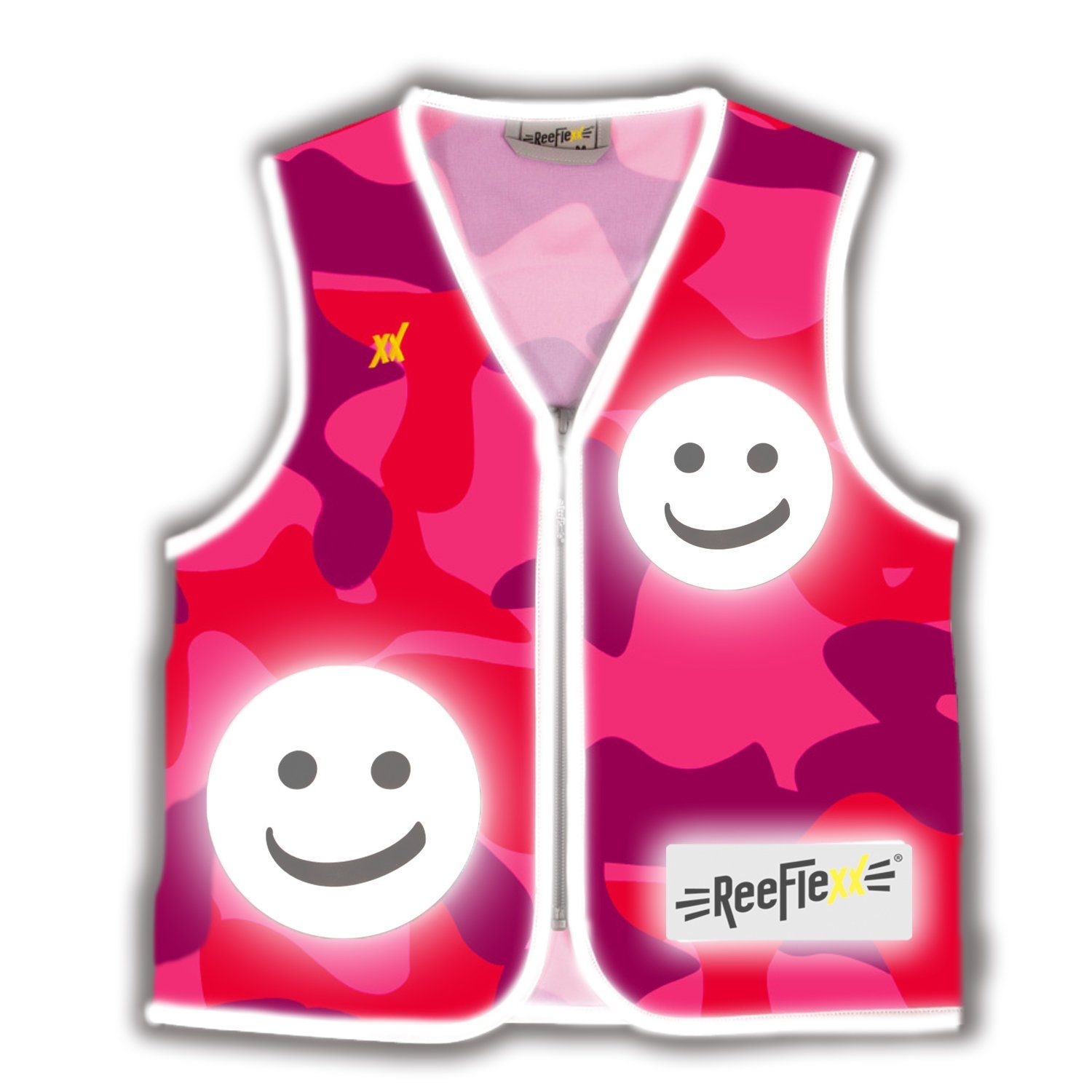 ReeFlexx Warnweste Pink Camou Smiley - Kinderwarnweste
