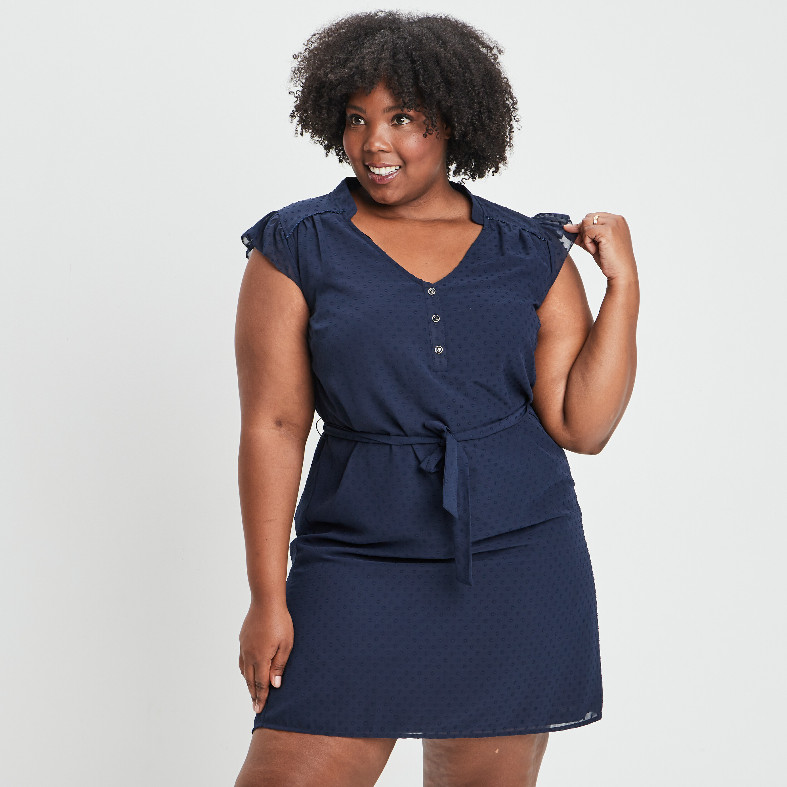 Robe droite sans manches bleu marine femme grande taille | La Halle