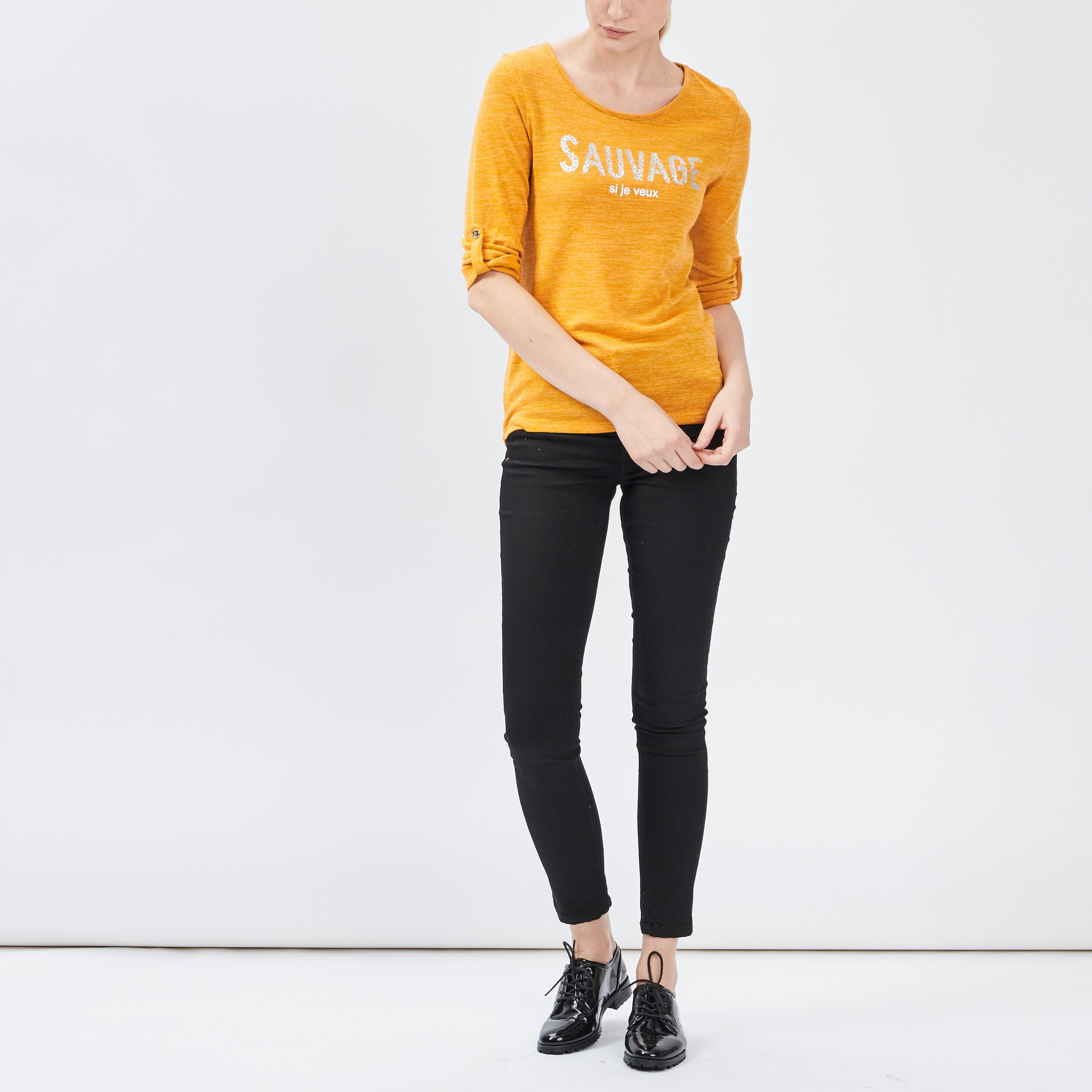 Pantalon slim taille basse noir femme | La Halle