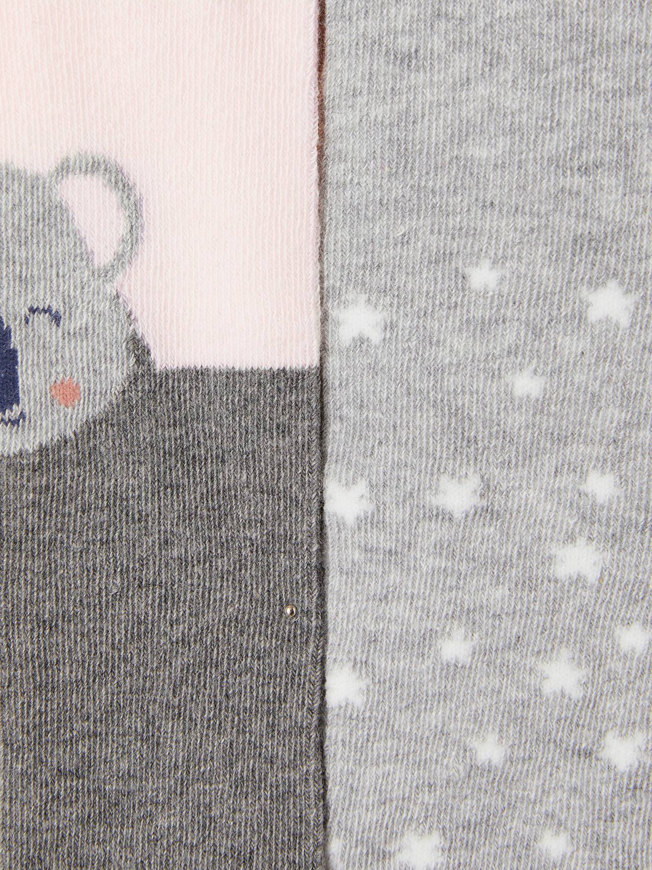 Lot de 2 paires de collants bébé en maille pois/koala lot gris chiné