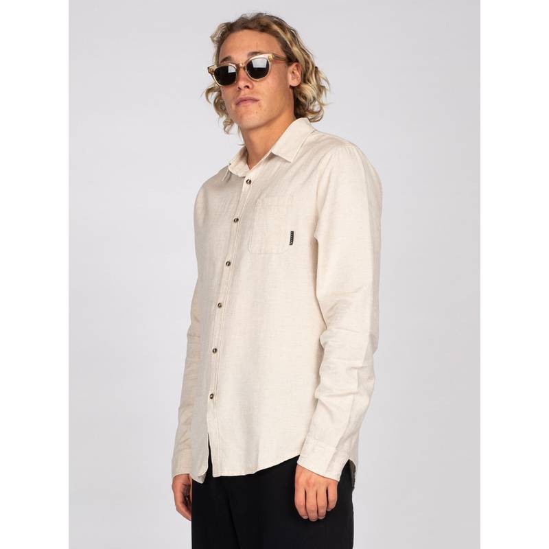 RUSTY OVERTONE LONG SLEEVE LINEN SHIRT Langarmhemd Herren