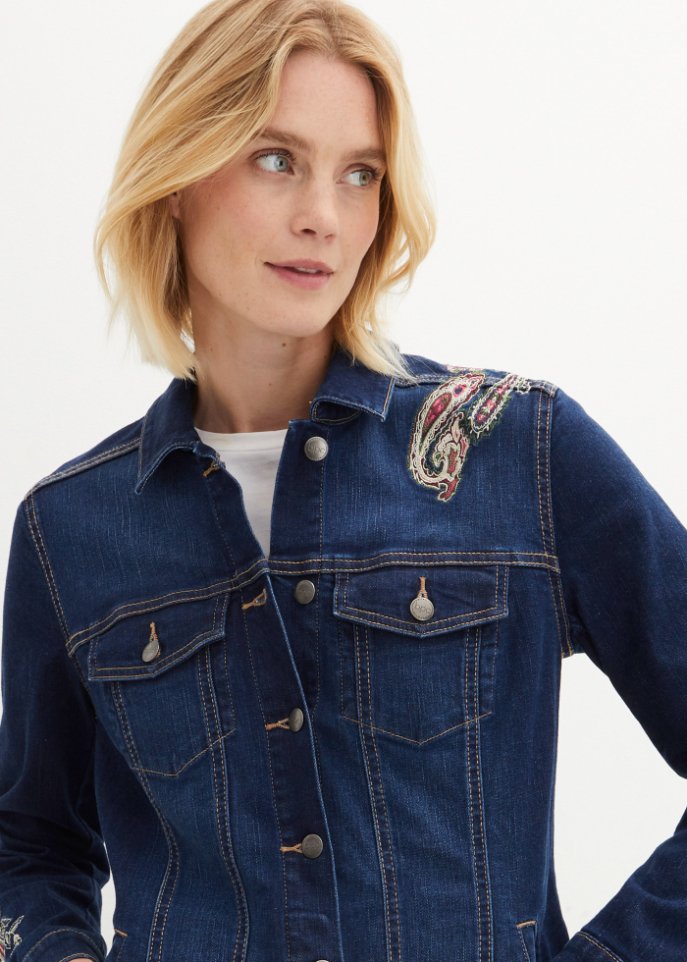Jeansjacke mit Stickerei