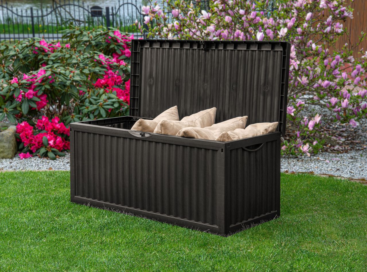 Solax Sunshine Auflagenbox und Allzwecktruhe, ca. 120 x 52 x 54 cm, 330L - Braun/Anthrazit