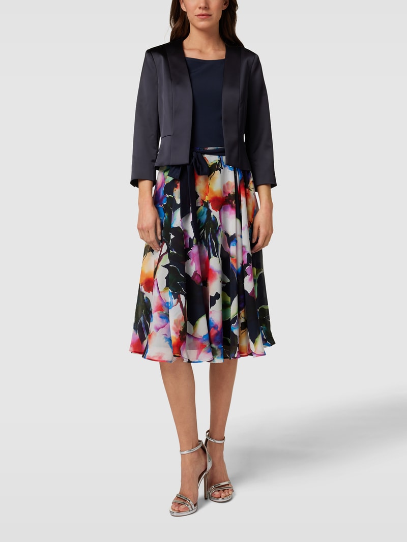 Blazer mit Schalkragen in marineblau meliert