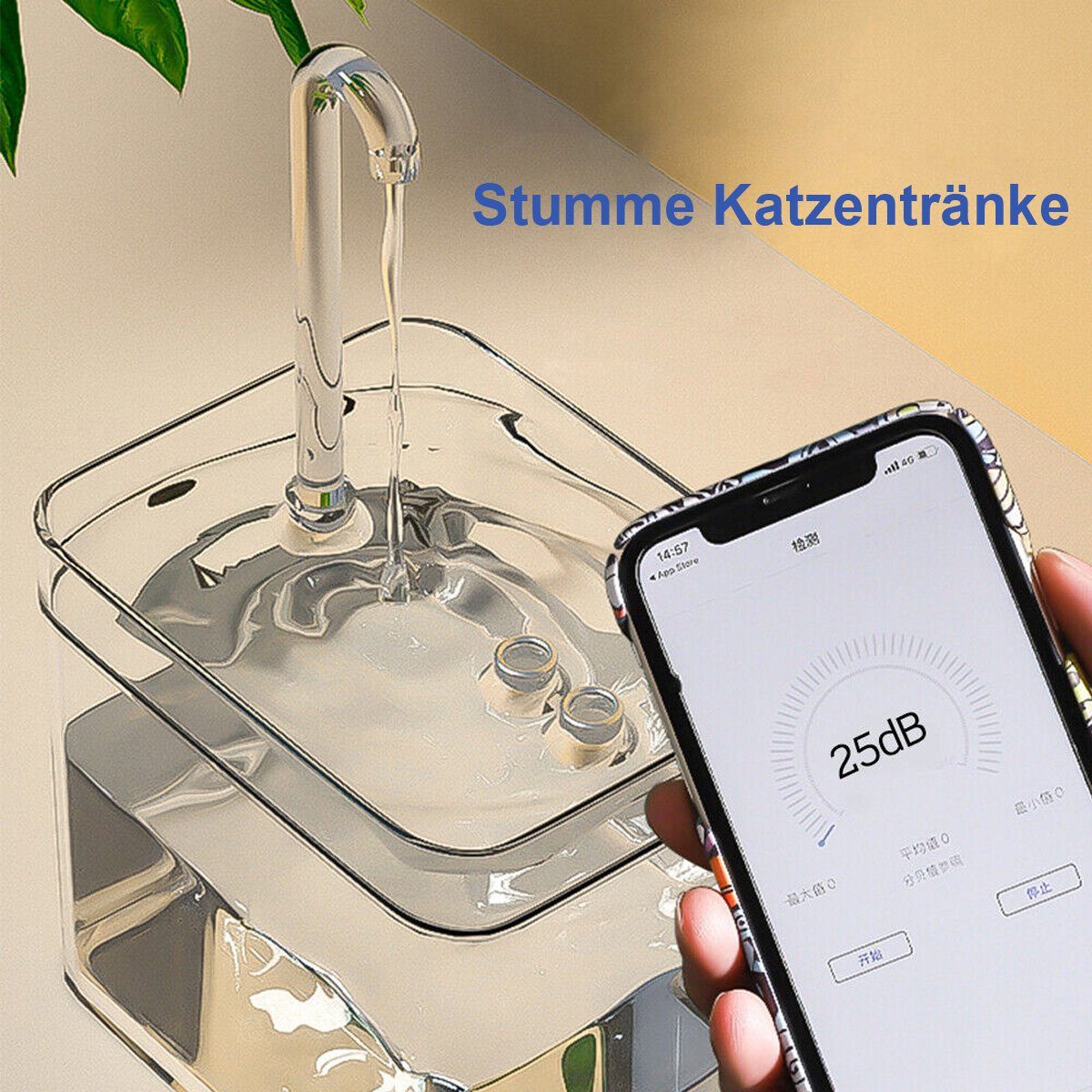 flowgoer Nager-Futterhaus Trinkspender für Hunde und Katzen, lautlos, 1,5 l, Trinkbrunnen für Haustiere, elektrisch, automatisch