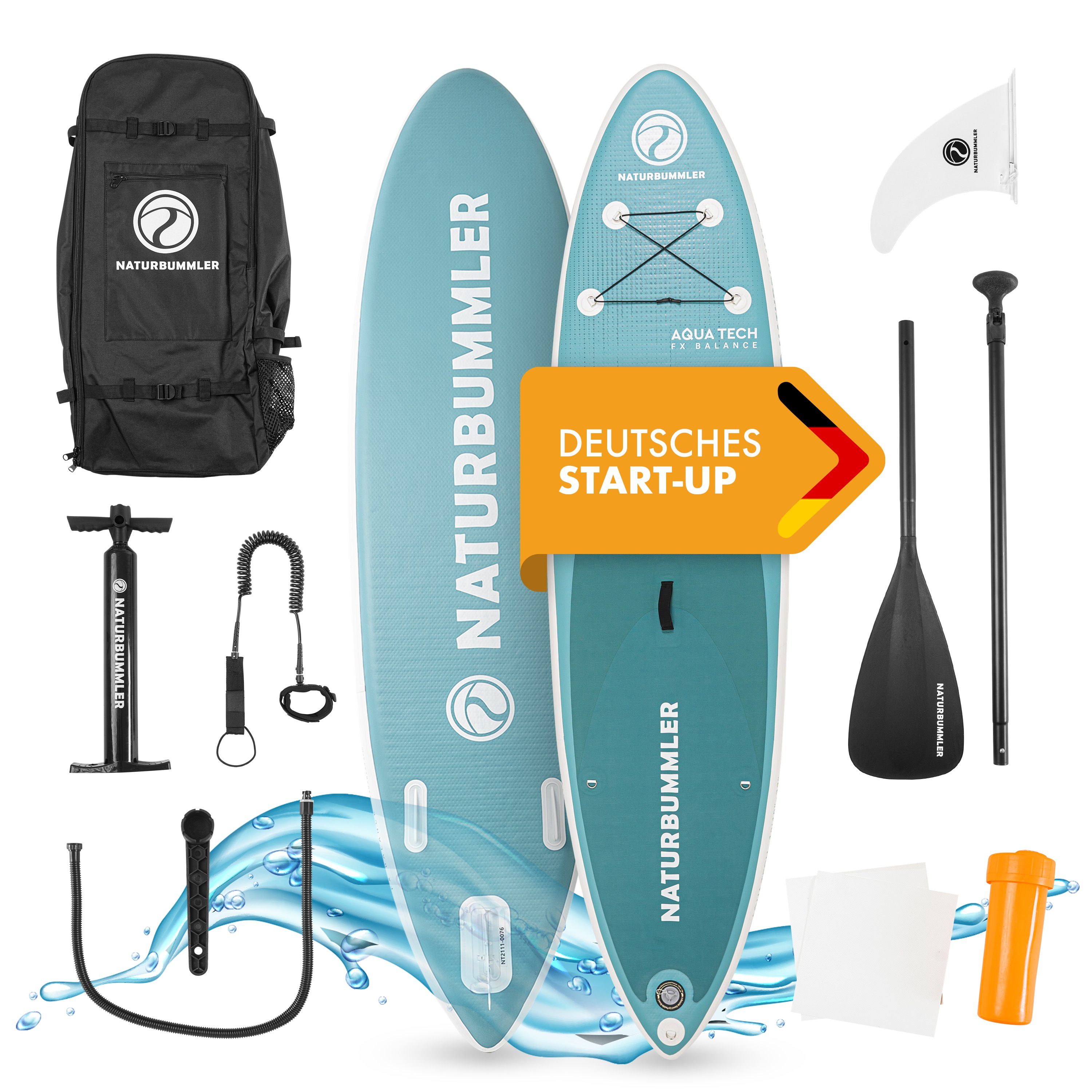 Naturbummler SUP-Board CO2 Neutral 330 x 81 x 15 cm Stand Up Paddle Deutsche Brand, (Set), für Anfänger & Fortgeschrittene – SUP Board Komplett Set