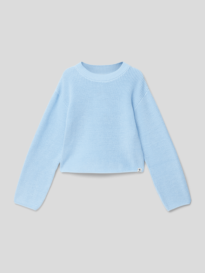 Strickpullover mit Rundhalsausschnitt in hellblau