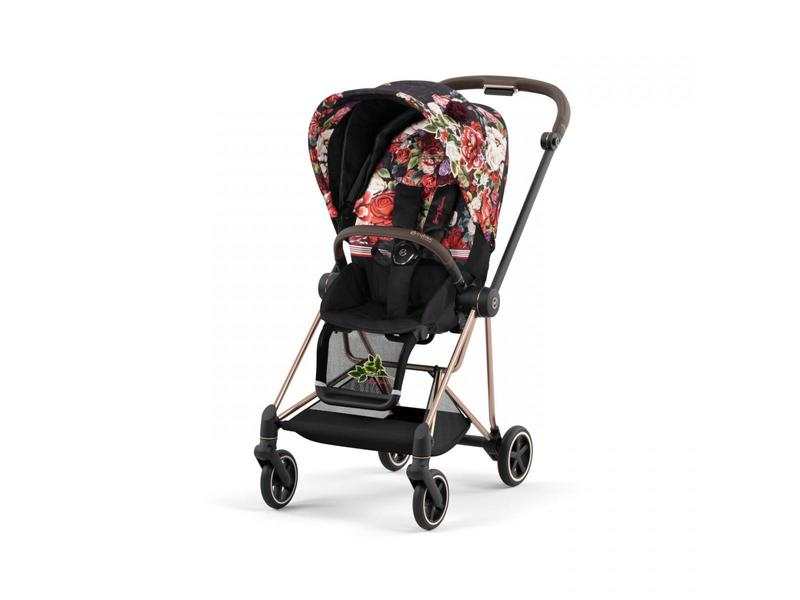 Poussette MIOS 3 châssis Rose Gold habillage Spring Blossom Dark