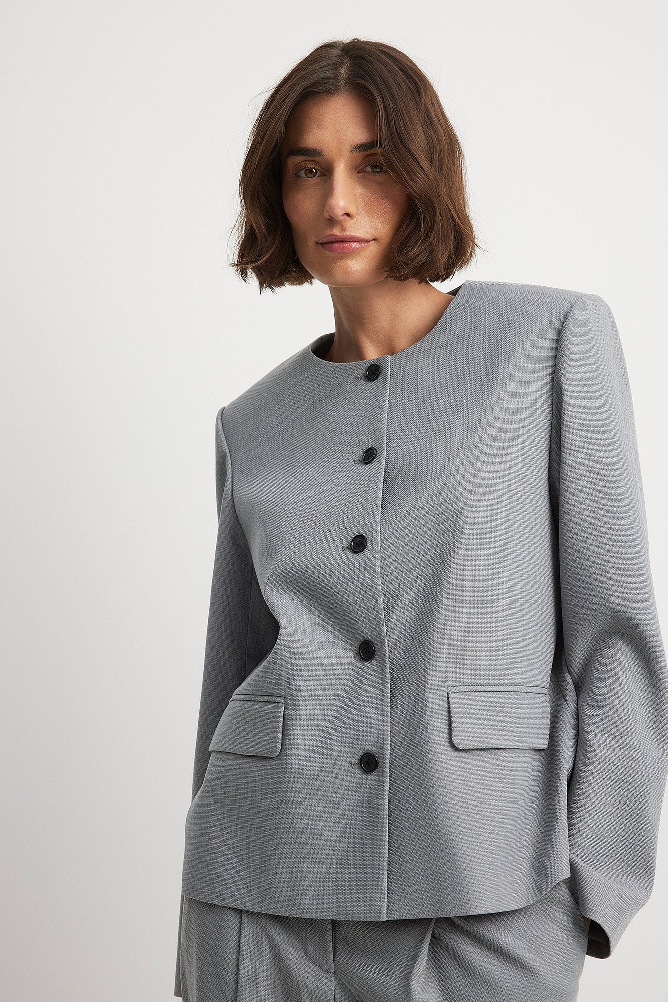 Oversize-Blazer mit Rundhalsausschnitt