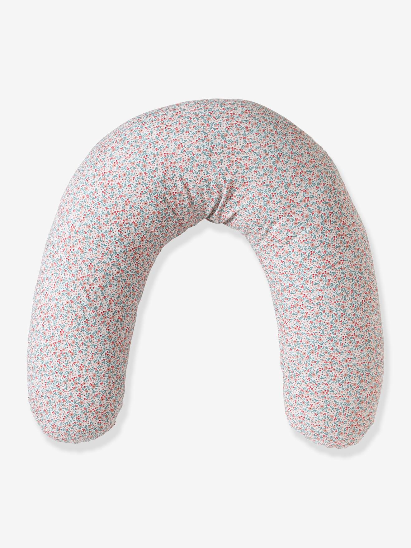 Coussin d'allaitement + housse de protection Bio Collection imprimé fleuri