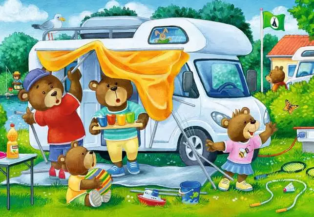 Kinderpuzzle ab 4 Jahren - Familie Bär geht campen - 24 Teile