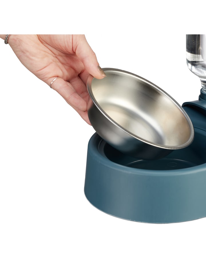 relaxdays Futternapf mit Wasserspender in Blau günstig kaufen onesize