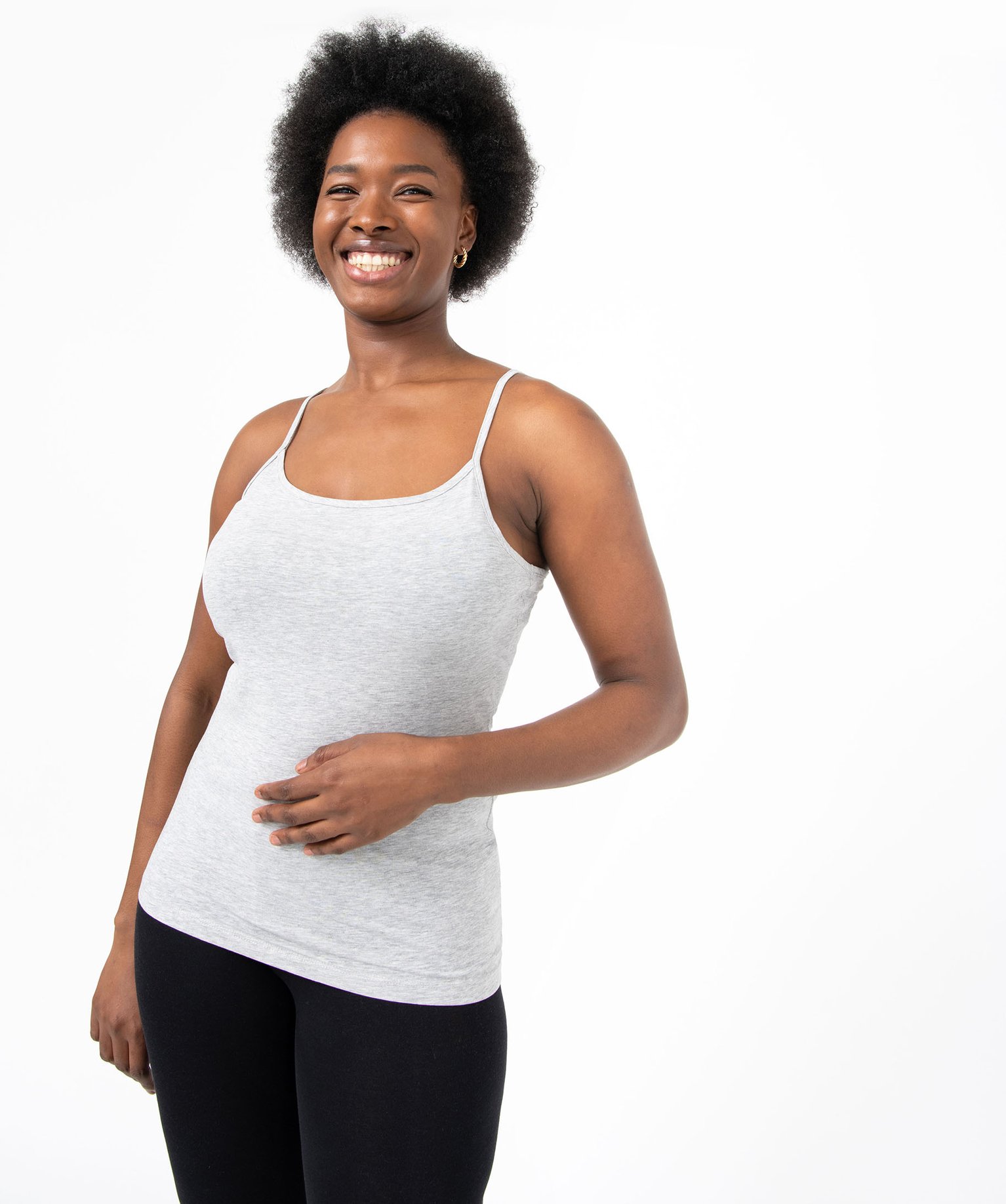 Débardeur femme uni à fines bretelles gris clair | GEMO