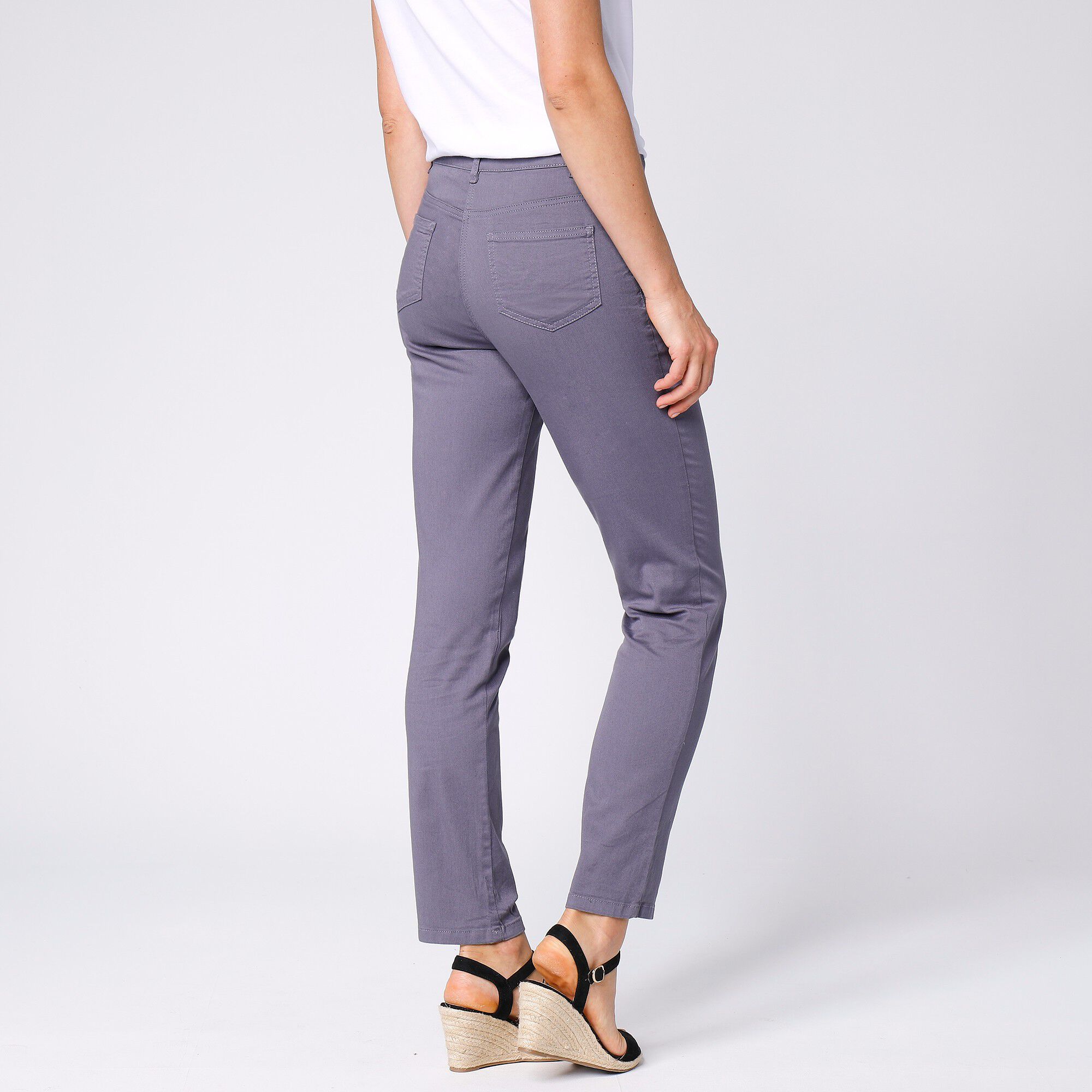 Pantalon effet ventre plat coton extensible