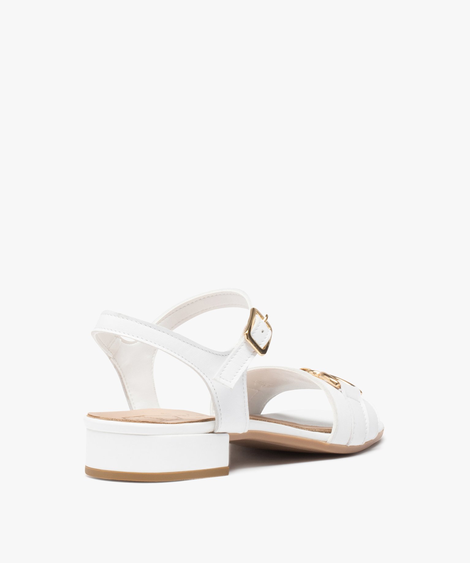 Nu-pieds femme unis à talon plat et bride à chane blanc | GEMO