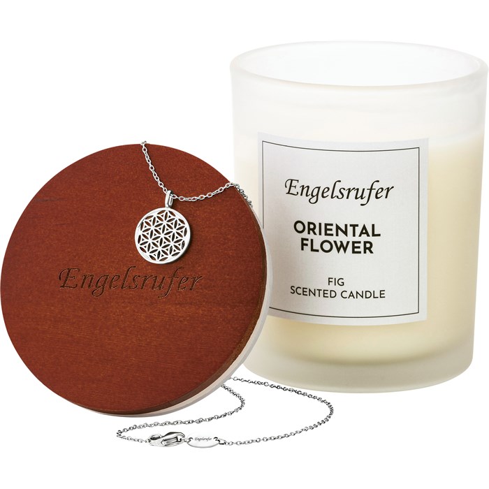 Schmuckkerze Oriental Flower mit Kette Lebensblume