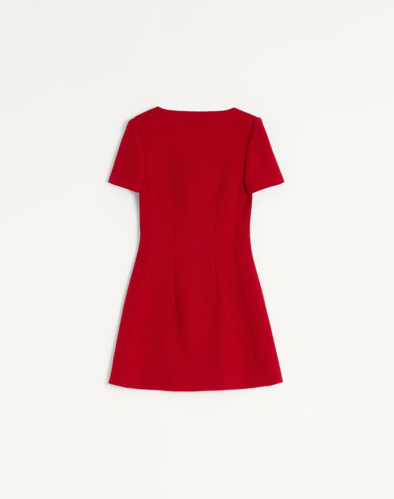 Vestido curto em tweed de lã lisa