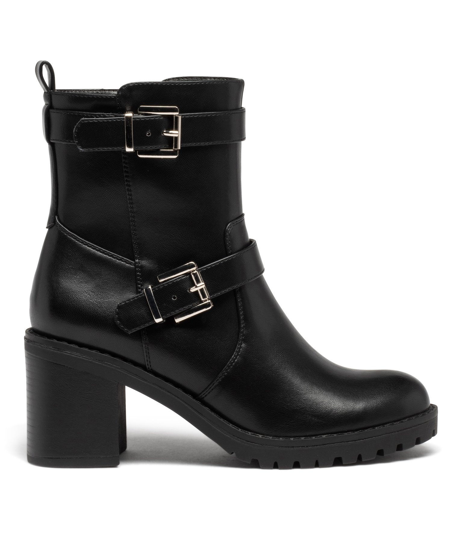 Boots à talon haut, semelle crantée et brides femme noir | GEMO