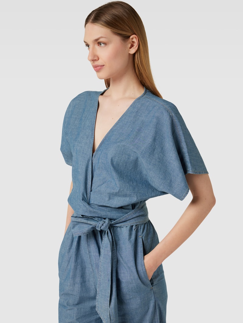Jumpsuit aus Baumwolle mit Bindegürtel Modell 'LIGIANA' in jeans