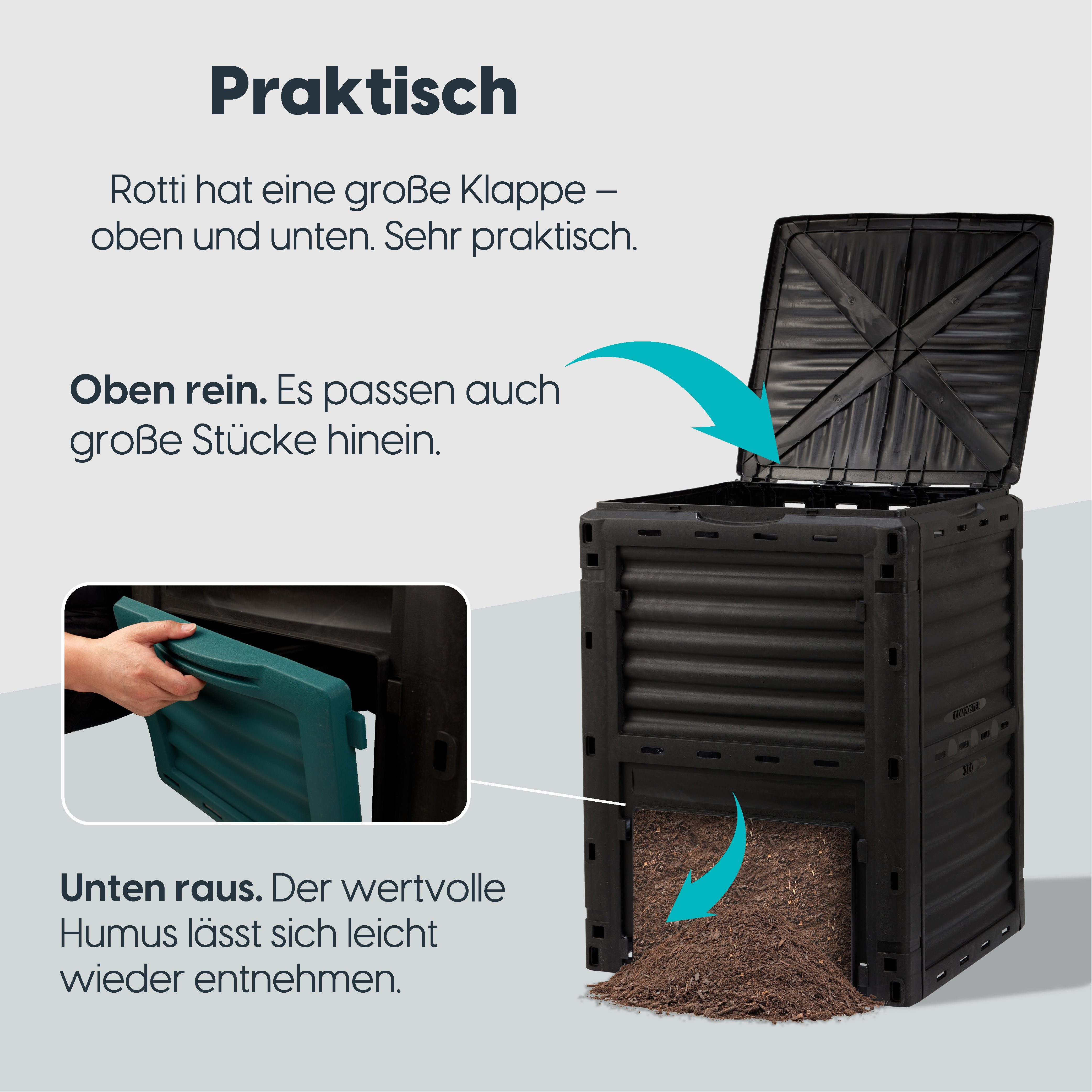 wuuhoo Thermokomposter aus Kunststoff zusammenklappbar 300 Liter, 300 l