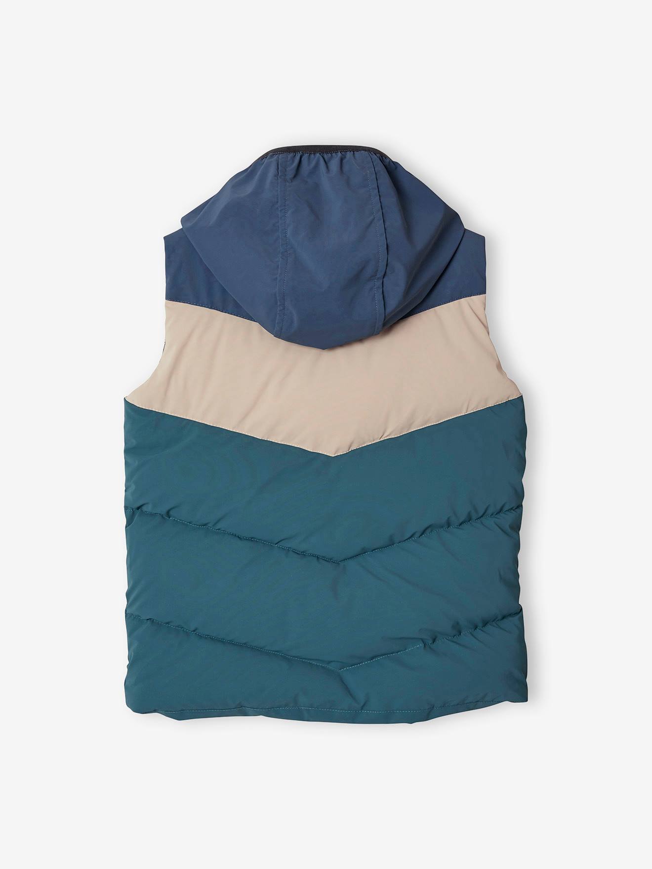 Doudoune sans manches à capuche garçon bleu canard