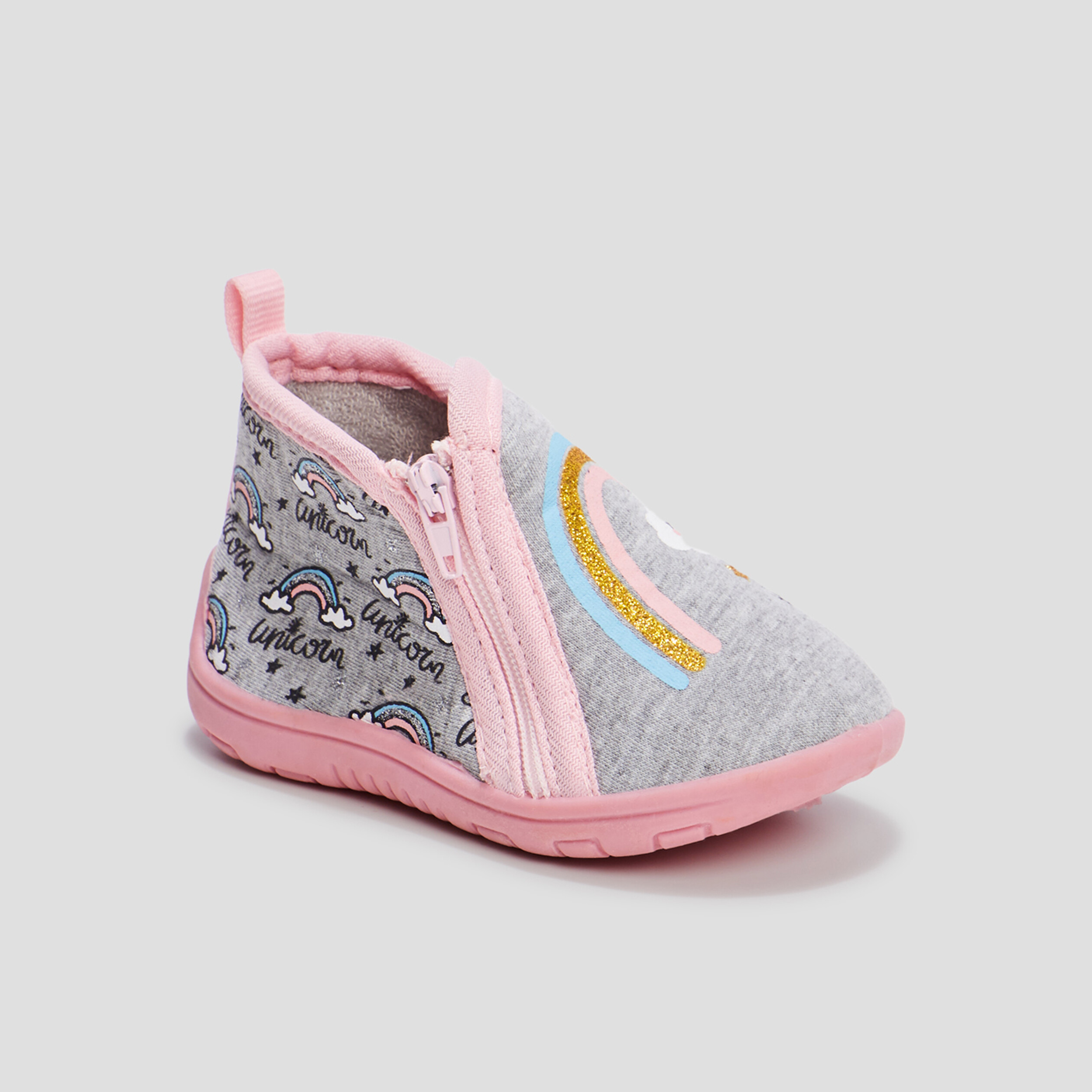 Chaussons bottillons gris bébé fille | La Halle