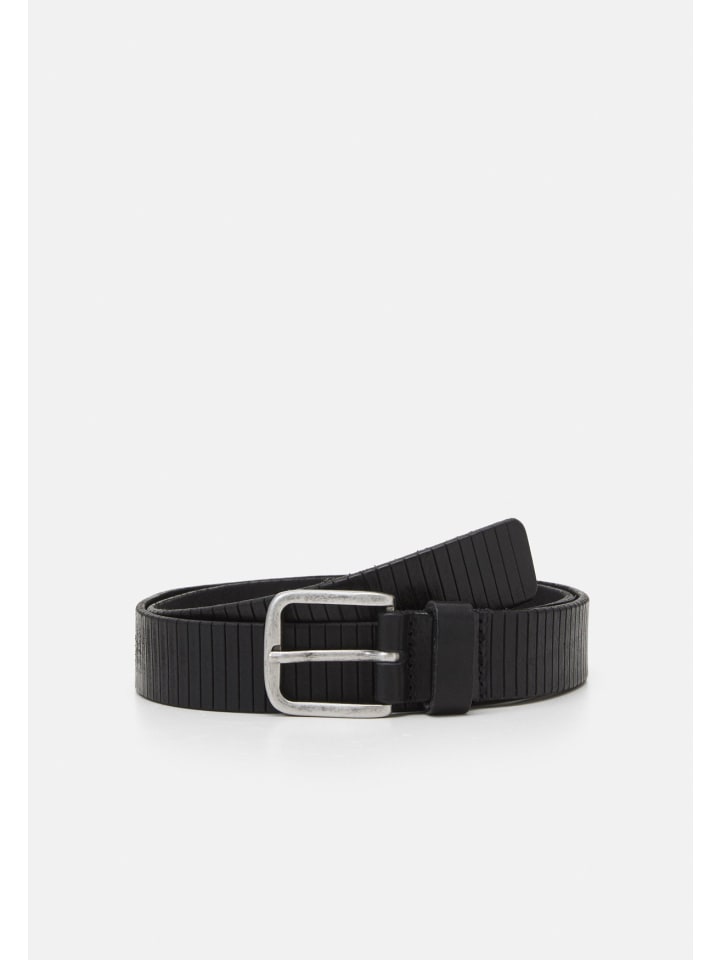 Jack & Jones Ledergürtel JACROYALE Vegetable Tan Herrengürtel Vollnarbig in Schwarz günstig kaufen 80 cm