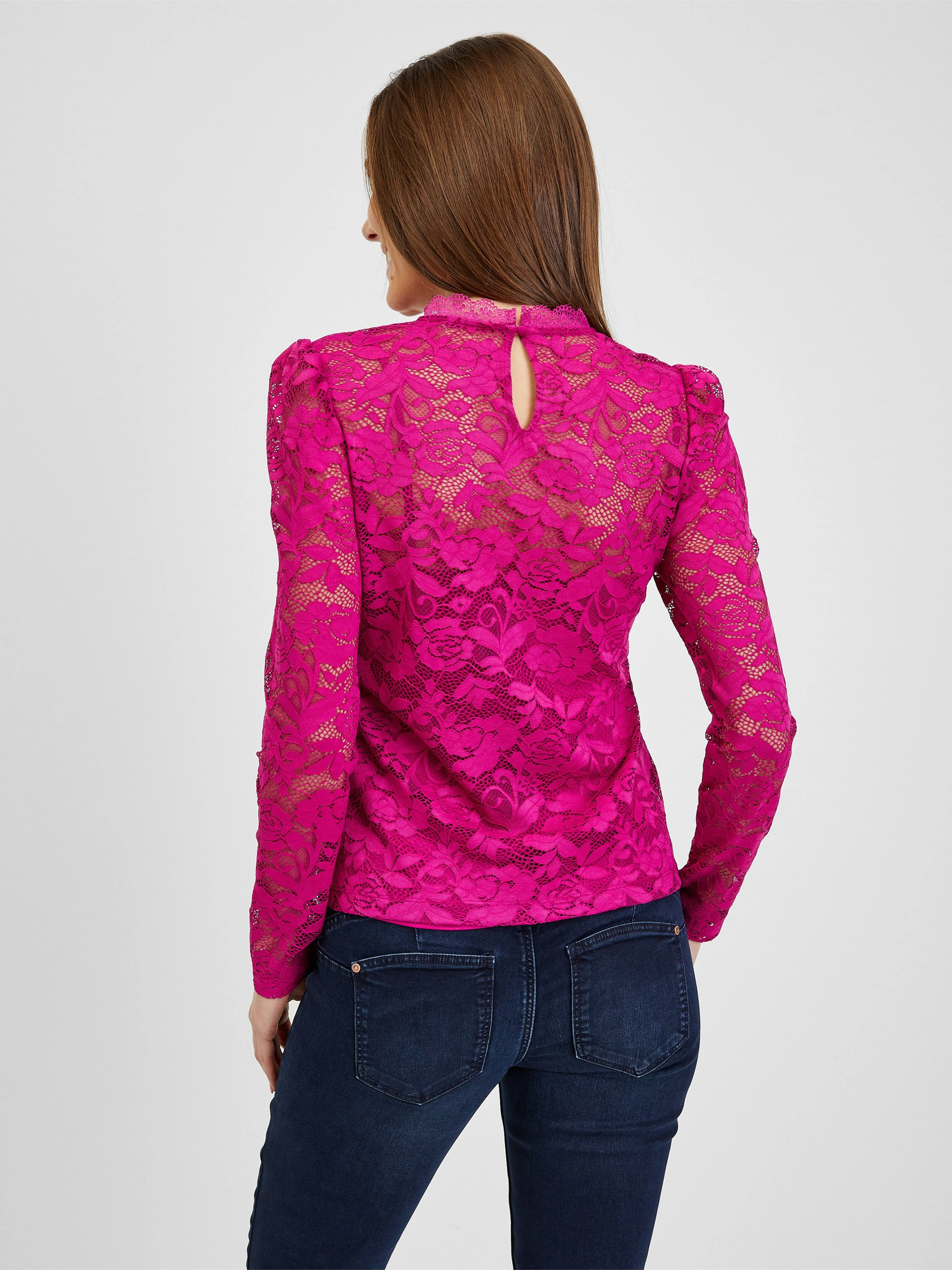 Dunkelrosa Damen T-Shirt mit Spitze ORSAY