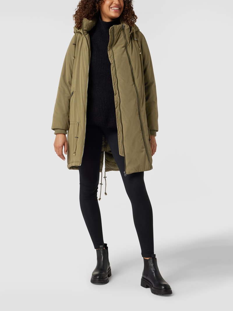 Umstands-Mantel mit abnehmbarer Kapuze in khaki