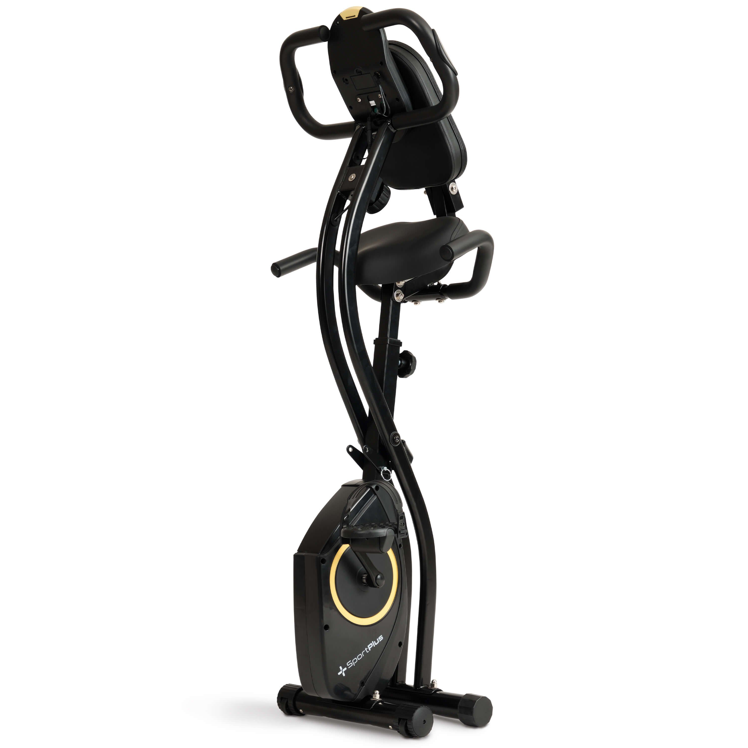 SportPlus Heimtrainer SP-HT-1300-B-iE, Heimtrainer, X-Bike, klappbar für Zuhause, Rückenlehne, 8 Stufen
