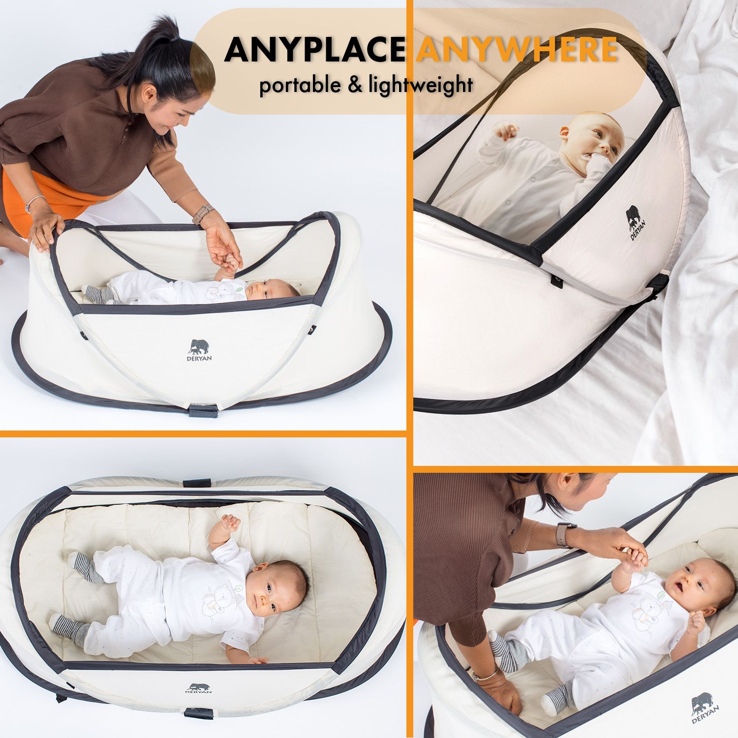 Deryan Infant Pop-Up BabyBox met klamboe