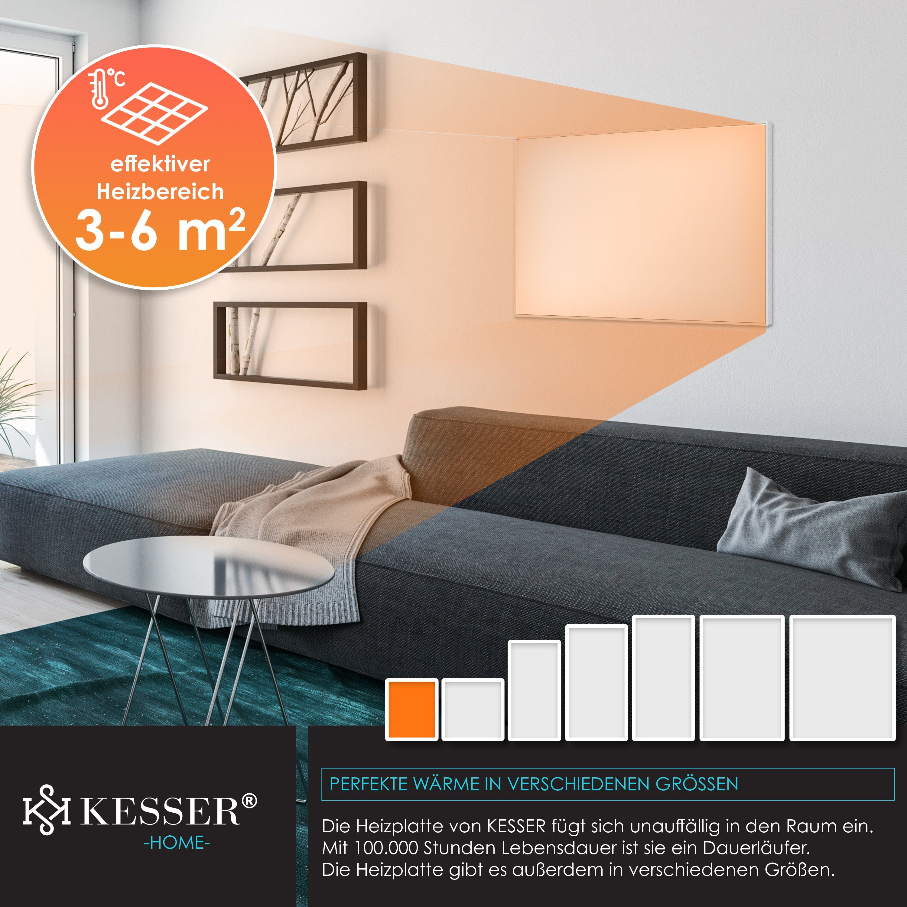 KESSER Infrarotheizung, Infrarotheizung Thermostat Infrarotheizkörper Elektroheizung