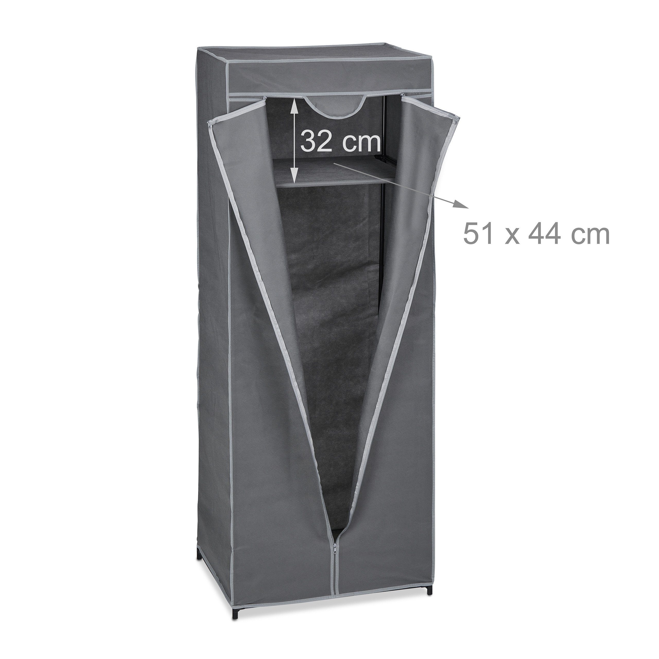 relaxdays Stoffschrank Stoffschrank mit Kleiderstange Anthrazit