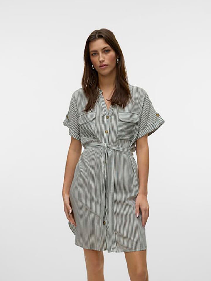 Vero Moda Kleid in Anthrazit/ Weiß günstig kaufen