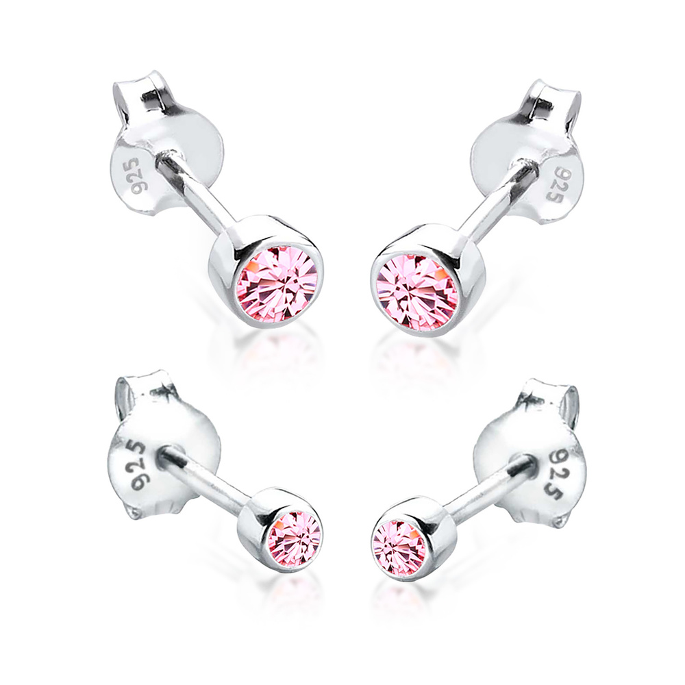 Elli Elli Boucles d'Oreilles Femmes clous d'oreilles Basique set de 2 avec cristal en  Boucles d'oreilles