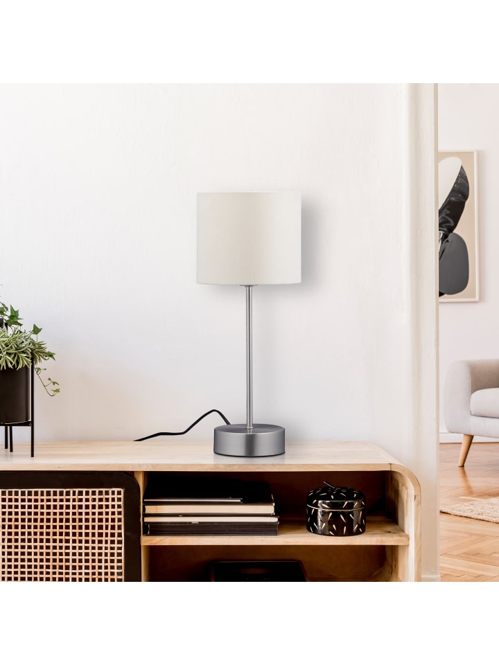 relaxdays Nachttischlampe in Silber/ Creme - (H)40 x Ø16 cm günstig kaufen onesize