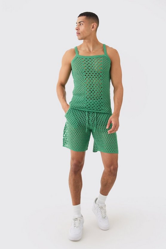Muscle-Fit Strick-Tanktop mit Shorts