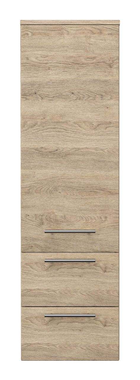 Posseik Hochschrank 120 cm eiche hell seidenglanz mit Glaseinlagen