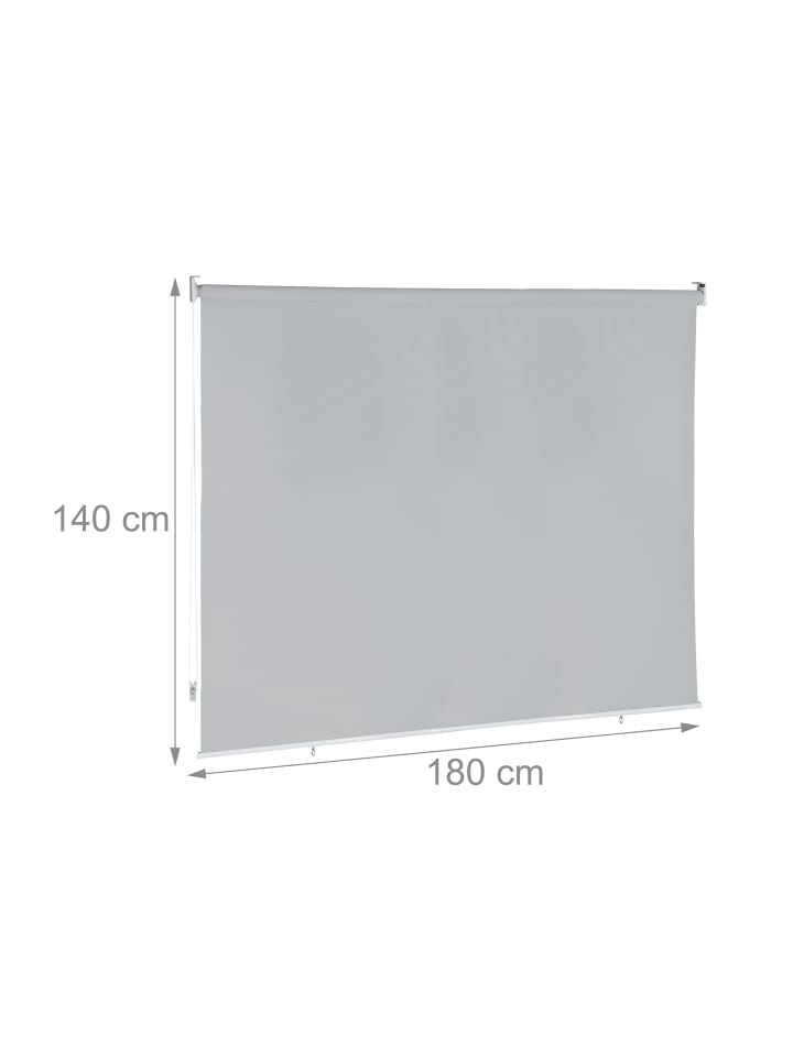 relaxdays Senkrechtmarkise in Grau - (B)180 x (H)140 cm günstig kaufen onesize