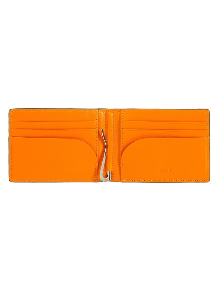 DuDu Up Geldbörse RFID Schutz Leder 11 cm Geldscheinklammer in black-orange günstig kaufen onesize