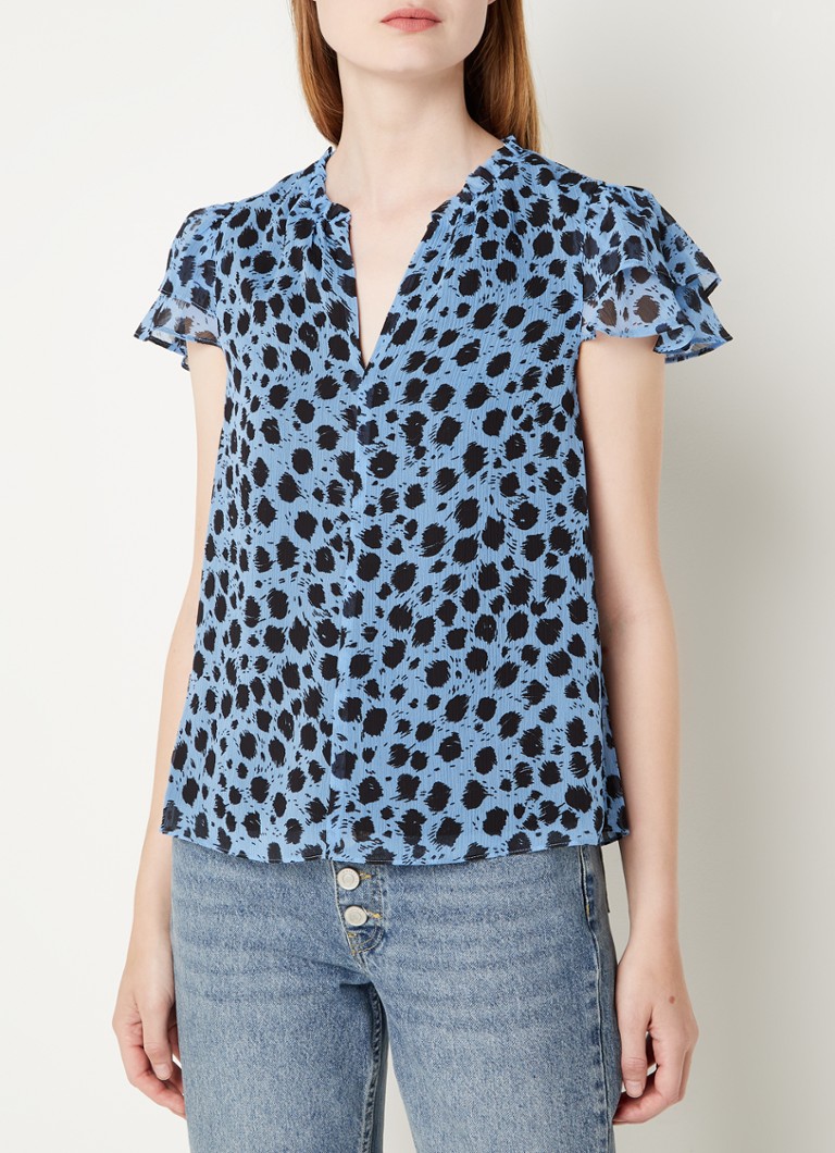 Whistles Brushed Dalmation top with print and flounce