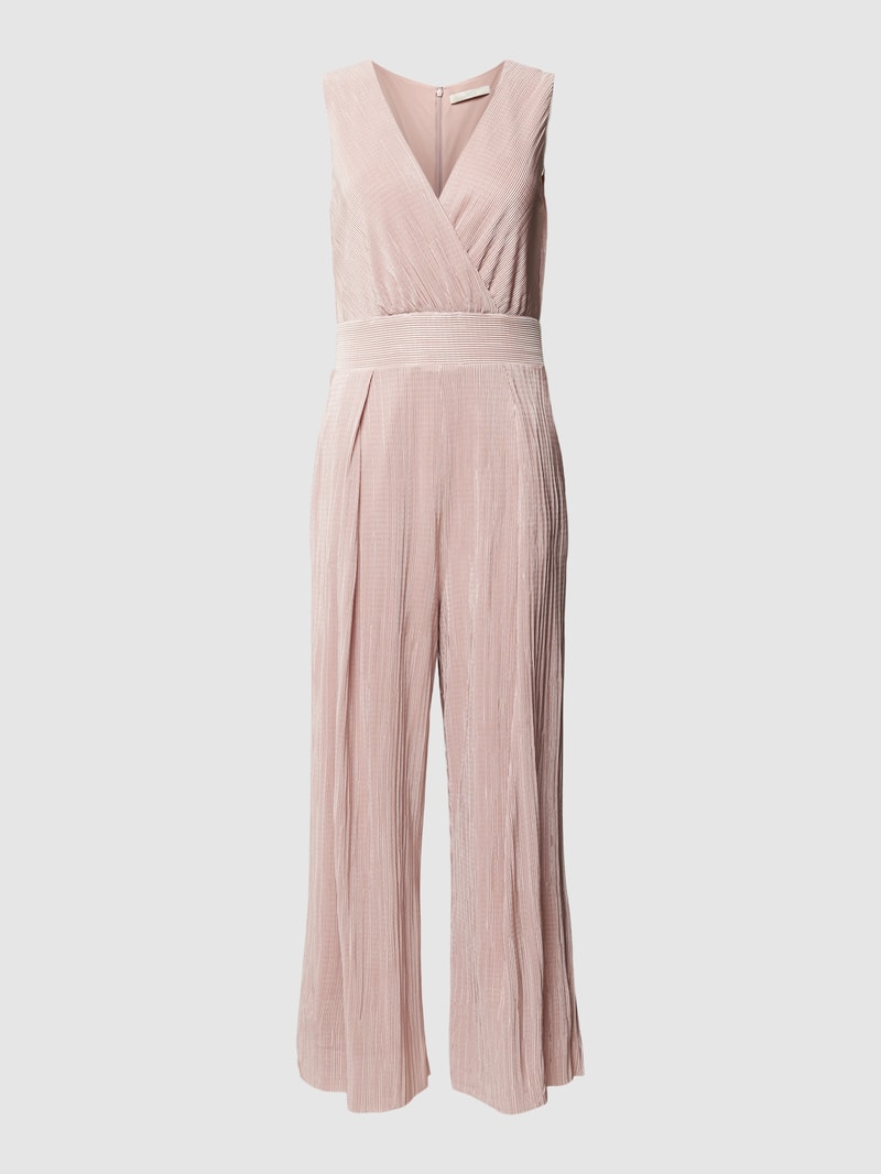 Jumpsuit mit feinen Plisseefalten in metallic rosa meliert