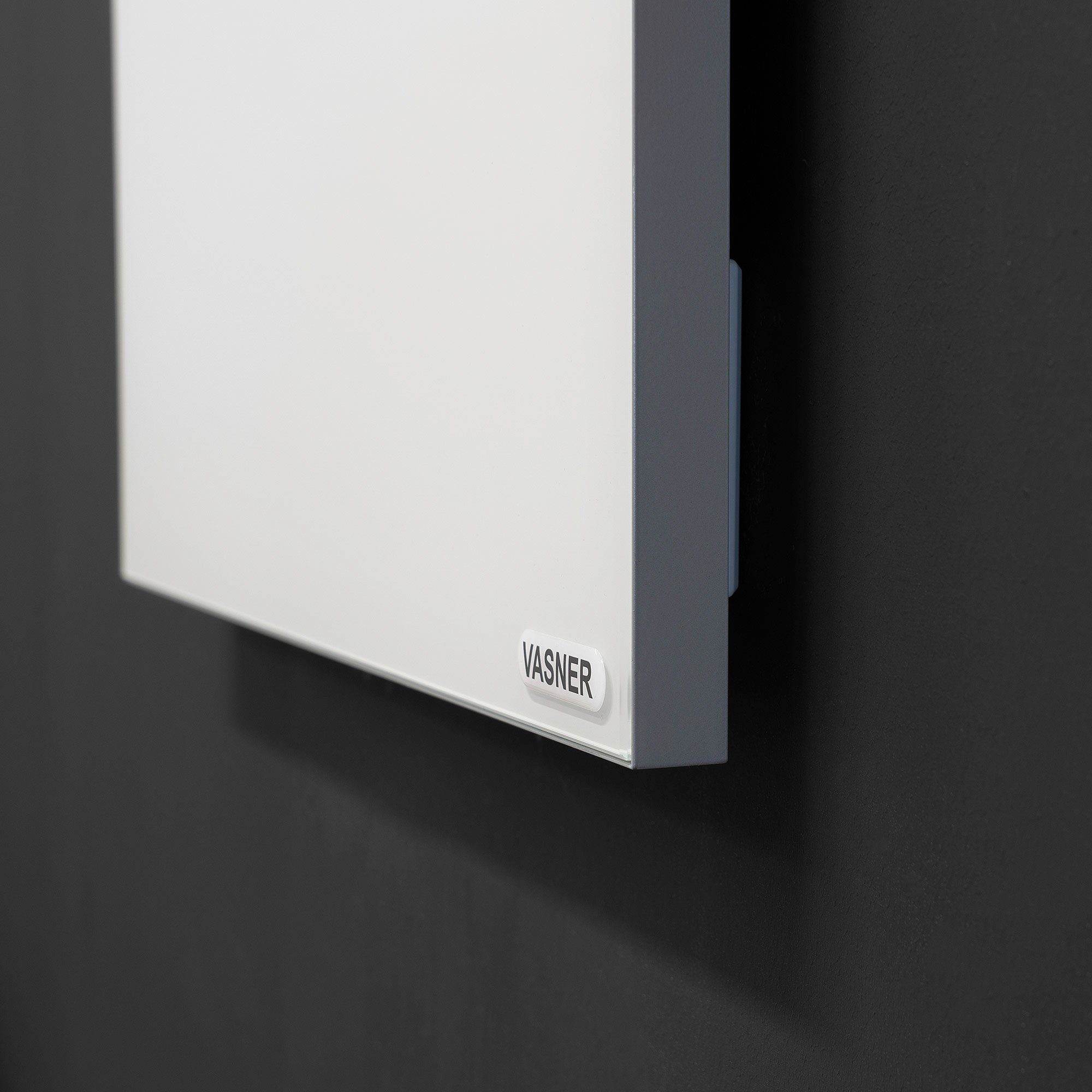 Vasner Infrarotheizung Glas mit Rahmen grau, 550 W, Citara G, Infrarot Glasheizung, IP44 Bad geeignet