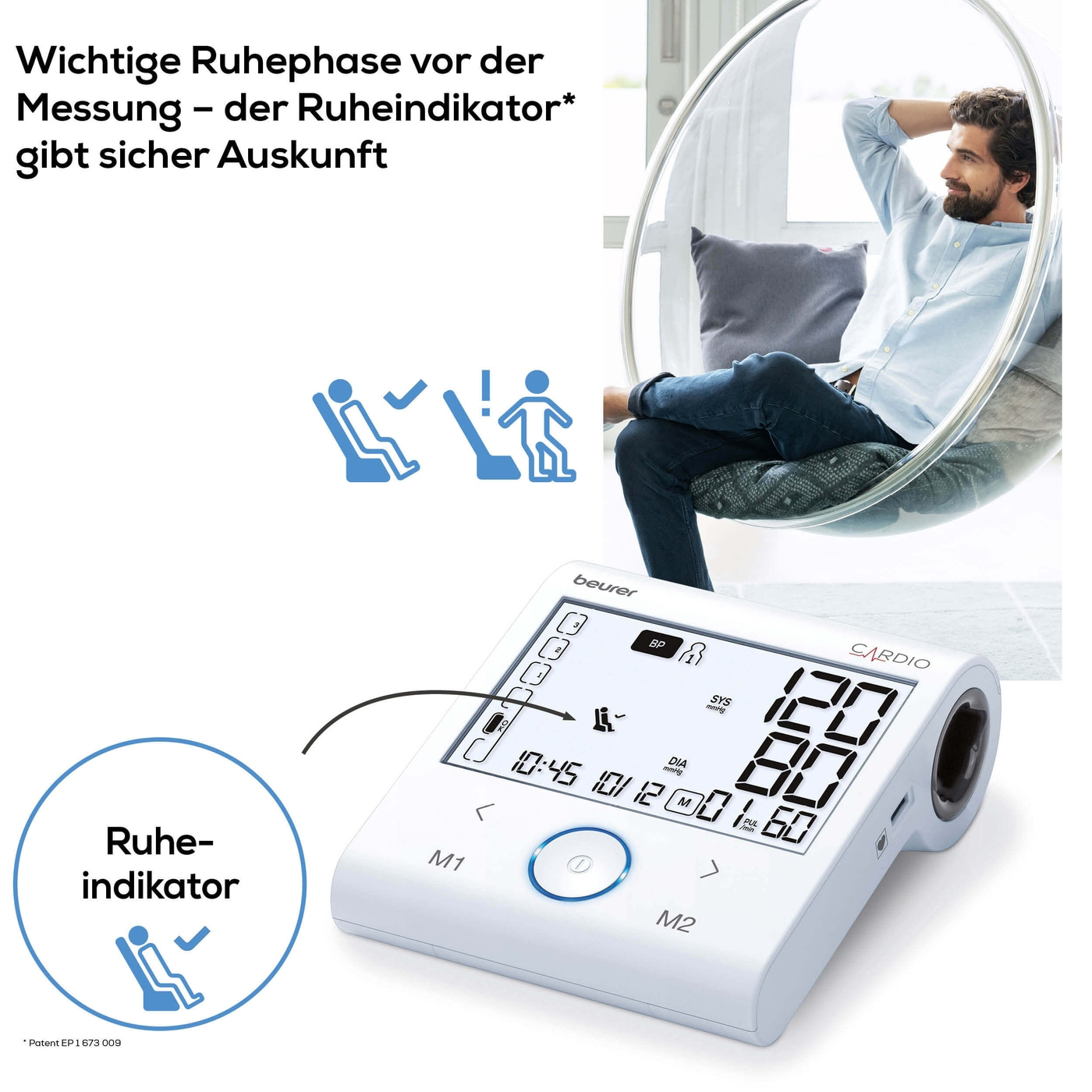 Beurer Blutdruckmessgerät mit EKG-Funktion BM 96 Cardio-Bluetooth® Oberarm-Blutdruckmessgerät mit EKG-Stick & Cardio-App-Anbindung
