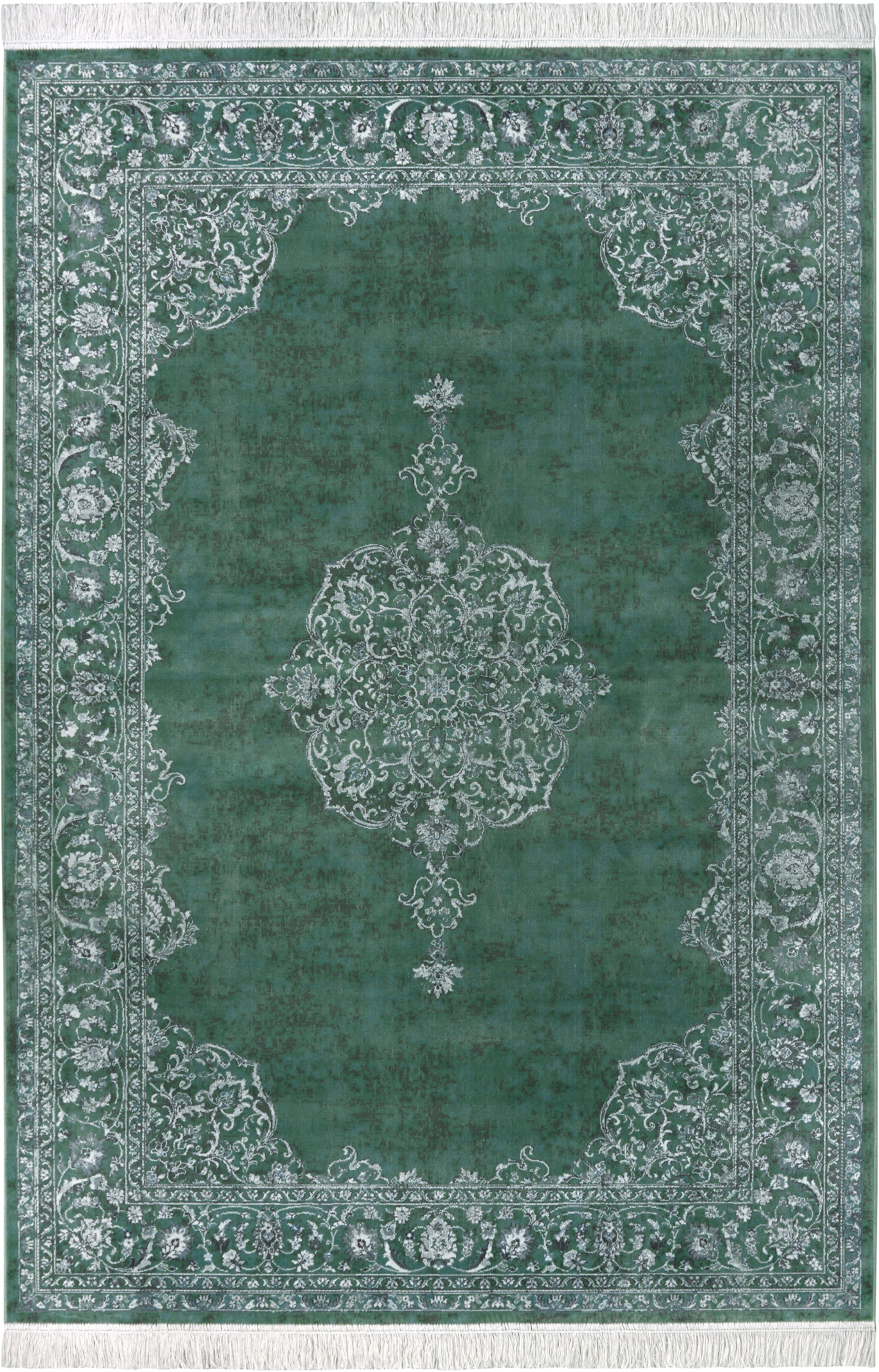 Teppich Orient Vintage Medaillon, NOURISTAN, rechteckig, Höhe: 5 mm, Orientalisch mit Fransen, Orient, Wohnzimmer, Schlafzimmer, Esszimmer