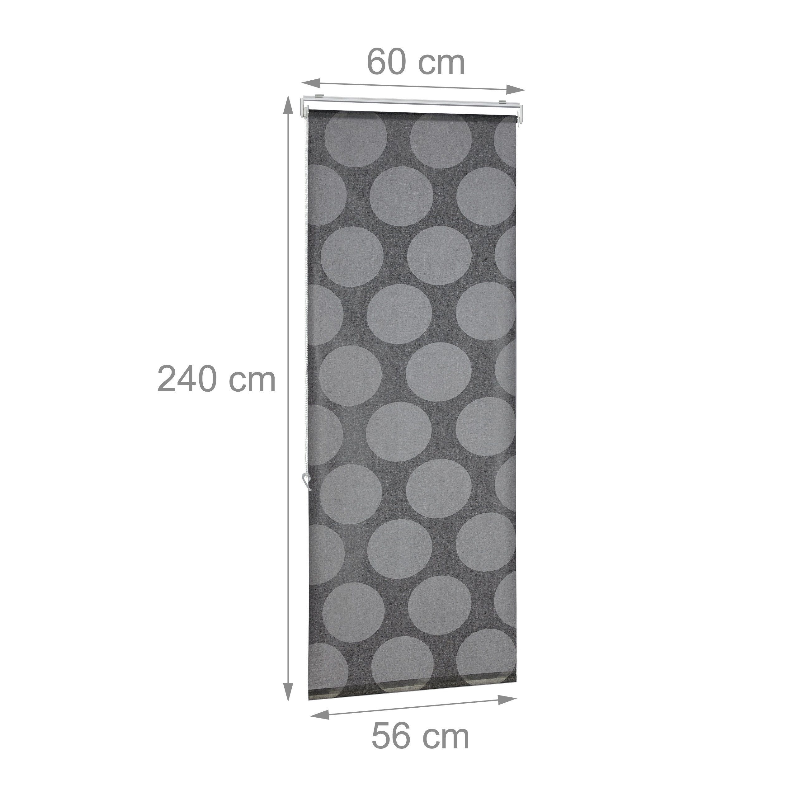 relaxdays Duschrollo Duschrollo grau Punkte Breite 60 cm, 60x240cm